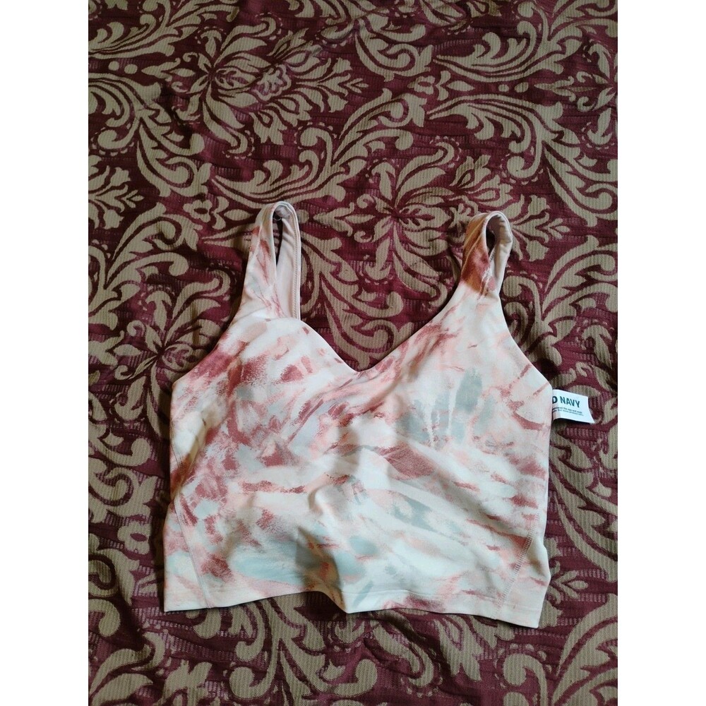 Old Navy Active Power Soft Go Dry Light Support Longline Sports Bra Medium Abstr